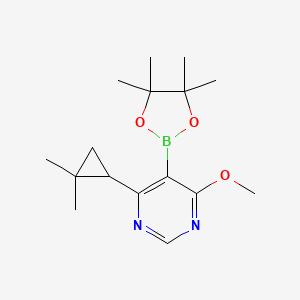 molecular formula C16H25BN2O3 B14776441 4-(2,2-Dimethylcyclopropyl)-6-methoxy-5-(4,4,5,5-tetramethyl-1,3,2-dioxaborolan-2-yl)pyrimidine 