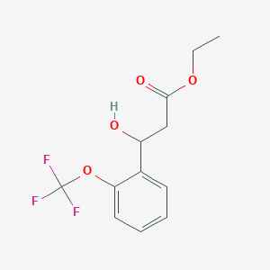 molecular formula C12H13F3O4 B14776593 Ethyl 3-hydroxy-3-(2-(trifluoromethoxy)phenyl)propanoate 