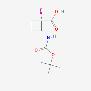 molecular formula C10H16FNO4 B14776693 trans-2-{[(Tert-butoxy)carbonyl]amino}-1-fluorocyclobutane-1-carboxylic acid 