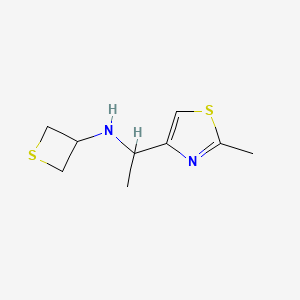 molecular formula C9H14N2S2 B14776737 N-[1-(2-methyl-1,3-thiazol-4-yl)ethyl]thietan-3-amine 