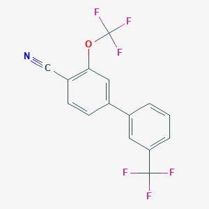 molecular formula C15H7F6NO B14776867 3-(Trifluoromethoxy)-3'-(trifluoromethyl)biphenyl-4-carbonitrile 