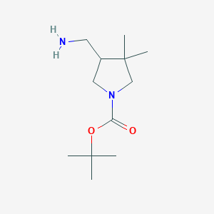 molecular formula C12H24N2O2 B14776937 Tert-butyl 4-(aminomethyl)-3,3-dimethylpyrrolidine-1-carboxylate 