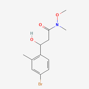 molecular formula C12H16BrNO3 B14776964 3-(4-Bromo-2-methylphenyl)-3-hydroxy-N-methoxy-N-methylpropanamide 