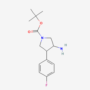 molecular formula C15H21FN2O2 B14777131 Tert-butyl 3-amino-4-(4-fluorophenyl)pyrrolidine-1-carboxylate 