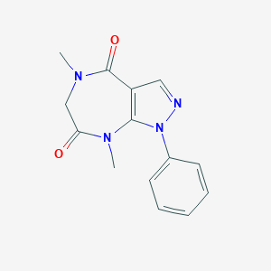 molecular formula C14H14N4O2 B147773 1-Phenyl-5,8-dimethyl-1,4,5,6,7,8-hexahydropyrazolo(3,4-e)(1,4)diazepin-4,7-dione CAS No. 126568-00-1