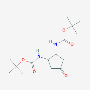molecular formula C15H26N2O5 B14777494 tert-butyl N-[2-[(2-methylpropan-2-yl)oxycarbonylamino]-4-oxocyclopentyl]carbamate 