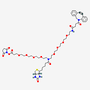 molecular formula C54H74N6O16S B14777796 (2,5-dioxopyrrolidin-1-yl) 3-[2-[2-[2-[2-[5-[(3aR,6aS)-2-oxo-1,3,3a,4,6,6a-hexahydrothieno[3,4-d]imidazol-4-yl]pentanoyl-[2-[2-[2-[2-[2-[[4-(2-azatricyclo[10.4.0.04,9]hexadeca-1(16),4,6,8,12,14-hexaen-10-yn-2-yl)-4-oxobutanoyl]amino]ethoxy]ethoxy]ethoxy]ethoxy]ethyl]amino]ethoxy]ethoxy]ethoxy]ethoxy]propanoate 