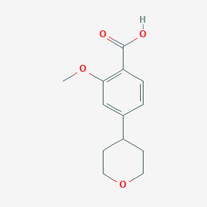 molecular formula C13H16O4 B14777801 2-Methoxy-4-(tetrahydro-2H-pyran-4-yl)benzoic acid 