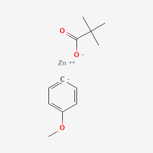 molecular formula C12H16O3Zn B14778045 zinc;2,2-dimethylpropanoate;methoxybenzene 