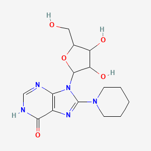 molecular formula C15H21N5O5 B14778142 9-pentofuranosyl-8-(piperidin-1-yl)-1,9-dihydro-6H-purin-6-one 
