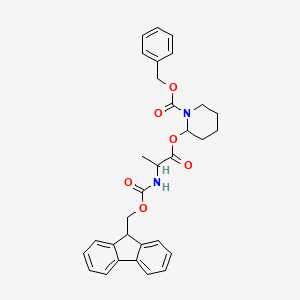 molecular formula C31H32N2O6 B14778465 Benzyl 2-((2-((((9H-fluoren-9-yl)methoxy)carbonyl)amino)propanoyl)oxy)piperidine-1-carboxylate 