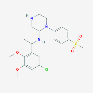 molecular formula C21H28ClN3O4S B14778650 N-[1-(5-chloro-2,3-dimethoxyphenyl)ethyl]-1-(4-methylsulfonylphenyl)piperazin-2-amine 
