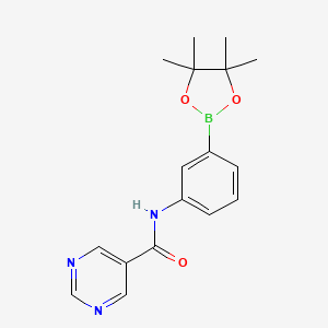 molecular formula C17H20BN3O3 B14778769 N-[3-(4,4,5,5-tetramethyl-1,3,2-dioxaborolan-2-yl)phenyl]pyrimidine-5-carboxamide 