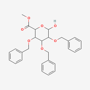 molecular formula C28H30O7 B14779029 Methyl 6-hydroxy-3,4,5-tris(phenylmethoxy)oxane-2-carboxylate 