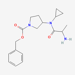 molecular formula C18H25N3O3 B14779337 Benzyl 3-[2-aminopropanoyl(cyclopropyl)amino]pyrrolidine-1-carboxylate 