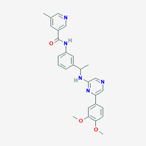 molecular formula C27H27N5O3 B14779348 N-[3-[1-[[6-(3,4-dimethoxyphenyl)pyrazin-2-yl]amino]ethyl]phenyl]-5-methylpyridine-3-carboxamide 