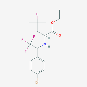 molecular formula C16H20BrF4NO2 B14779575 L-Leucine, N-[(1S)-1-(4-bromophenyl)-2,2,2-trifluoroethyl]-4-fluoro-, ethyl ester 