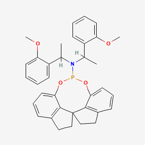 molecular formula C35H36NO4P B14779860 N,N-bis[1-(2-methoxyphenyl)ethyl]-4,5,6,7-tetrahydroiindeno[7,1-de:1',7'-fg][1,3,2]dioxaphosphocin-12-amine 
