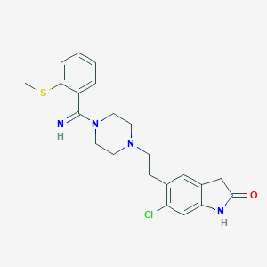 molecular formula C22H25ClN4OS B147803 5-[2-[4-[alpha-Imino-2-(methylthio)benzyl]piperazino]ethyl]-6-chloroindoline-2-one CAS No. 194280-91-6