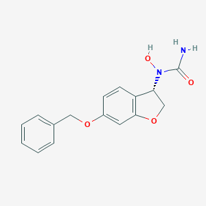 molecular formula C16H16N2O4 B147804 N-((3S)-2,3-Dihydro-6-(phenylmethoxy)-3-benzofuranyl)-N-hydroxyurea CAS No. 139149-55-6
