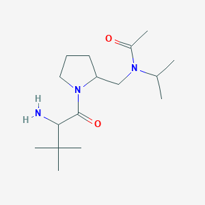 molecular formula C16H31N3O2 B14780412 N-[[1-(2-amino-3,3-dimethylbutanoyl)pyrrolidin-2-yl]methyl]-N-propan-2-ylacetamide 