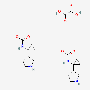 molecular formula C26H46N4O8 B14780781 tert-butyl N-[1-[(3R)-pyrrolidin-3-yl]cyclopropyl]carbamate;hemi(oxalic acid) 