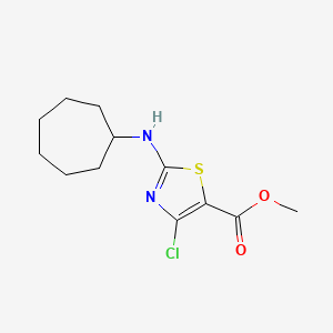 molecular formula C12H17ClN2O2S B14780790 Methyl 4-chloro-2-(cycloheptylamino)thiazole-5-carboxylate 