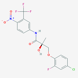 molecular formula C17H13ClF4N2O5 B14780954 Propanamide, 3-(4-chloro-2-fluorophenoxy)-2-hydroxy-2-methyl-N-[4-nitro-3-(trifluoromethyl)phenyl]-, (2S)- 