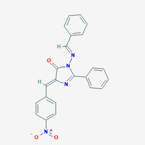 molecular formula C23H16N4O3 B147810 1-(Benzylideneamino)-4-(p-nitrobenzylidene)-2-phenyl-2-imidazolin-5-one CAS No. 126293-45-6