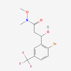 molecular formula C12H13BrF3NO3 B14781159 3-(2-Bromo-5-(trifluoromethyl)phenyl)-3-hydroxy-N-methoxy-N-methylpropanamide 