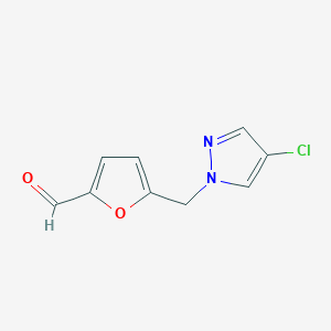 molecular formula C9H7ClN2O2 B14781246 5-[(4-chloro-1H-pyrazol-1-yl)methyl]furan-2-carbaldehyde 