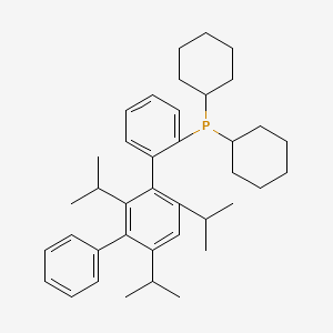 molecular formula C39H53P B14781587 dicyclohexyl-[2-[3-phenyl-2,4,6-tri(propan-2-yl)phenyl]phenyl]phosphane 