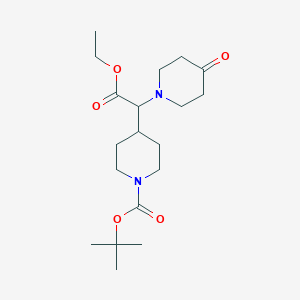 molecular formula C19H32N2O5 B14781599 4-[Ethoxycarbonyl-(4-oxo-piperidin-1-yl)-methyl]-piperidine-1-carboxylic acid tert-butyl ester 