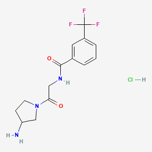 molecular formula C14H17ClF3N3O2 B14781697 N-[2-(3-aminopyrrolidin-1-yl)-2-oxoethyl]-3-(trifluoromethyl)benzamide;hydrochloride 