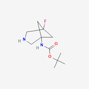 molecular formula C11H19FN2O2 B14781705 tert-butyl N-{5-fluoro-3-azabicyclo[3.1.1]heptan-1-yl}carbamate 