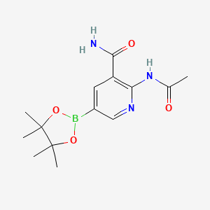 molecular formula C14H20BN3O4 B14781745 2-acetamido-5-(4,4,5,5-tetramethyl-1,3,2-dioxaborolan-2-yl)pyridine-3-carboxamide 