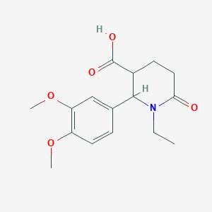 molecular formula C16H21NO5 B14781890 2-(3,4-dimethoxyphenyl)-1-ethyl-6-oxopiperidine-3-carboxylic acid 