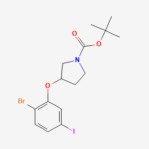 molecular formula C15H19BrINO3 B14782058 Tert-butyl 3-(2-bromo-5-iodophenoxy)pyrrolidine-1-carboxylate 