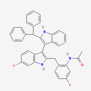 molecular formula C38H29F2N3O B14782288 N-(2-((2'-Benzhydryl-6-fluoro-1H,1'H-[3,3'-biindol]-2-yl)methyl)-5-fluorophenyl)acetamide 