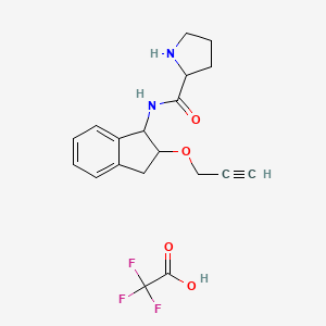 molecular formula C19H21F3N2O4 B14782323 N-(2-prop-2-ynoxy-2,3-dihydro-1H-inden-1-yl)pyrrolidine-2-carboxamide;2,2,2-trifluoroacetic acid 