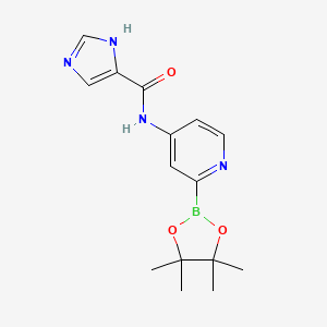 molecular formula C15H19BN4O3 B14782478 N-[2-(4,4,5,5-tetramethyl-1,3,2-dioxaborolan-2-yl)pyridin-4-yl]-1H-imidazole-5-carboxamide 