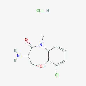 molecular formula C10H12Cl2N2O2 B14782603 3-Amino-9-chloro-5-methyl-2,3-dihydro-1,5-benzoxazepin-4-one;hydrochloride 