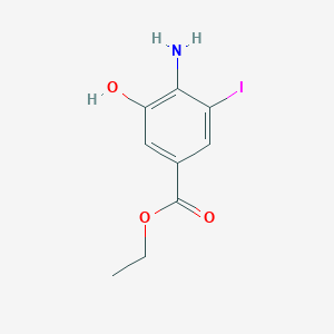 molecular formula C9H10INO3 B14782616 Ethyl 4-amino-3-hydroxy-5-iodobenzoate 