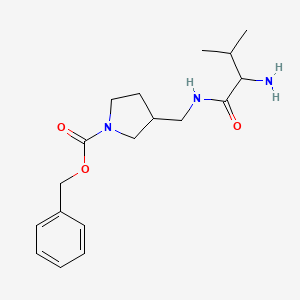 molecular formula C18H27N3O3 B14782619 Benzyl 3-[[(2-amino-3-methylbutanoyl)amino]methyl]pyrrolidine-1-carboxylate 
