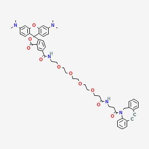molecular formula C54H57N5O10 B14782779 N-[2-[2-[2-[2-[3-[[3-(2-azatricyclo[10.4.0.04,9]hexadeca-1(16),4,6,8,12,14-hexaen-10-yn-2-yl)-3-oxopropyl]amino]-3-oxopropoxy]ethoxy]ethoxy]ethoxy]ethyl]-3',6'-bis(dimethylamino)-3-oxospiro[2-benzofuran-1,9'-xanthene]-5-carboxamide 