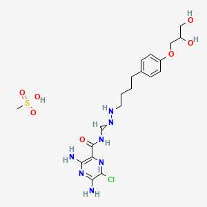 molecular formula C20H30ClN7O7S B14782812 3,5-diamino-6-chloro-N-[[4-[4-(2,3-dihydroxypropoxy)phenyl]butylhydrazinylidene]methyl]pyrazine-2-carboxamide;methanesulfonic acid 