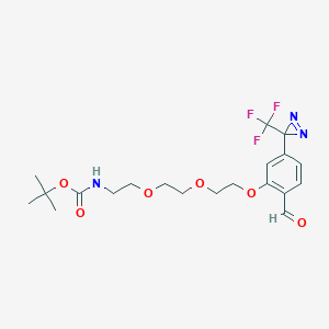 molecular formula C20H26F3N3O6 B14782821 tert-Butyl (2-(2-(2-(2-formyl-5-(3-(trifluoromethyl)-3H-diazirin-3-yl)phenoxy)ethoxy)ethoxy)ethyl)carbamate 