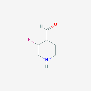 molecular formula C6H10FNO B14782852 4-Piperidinecarboxaldehyde, 3-fluoro- 