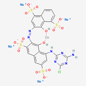 molecular formula C23H12ClCuN7Na4O14S4 B14782883 3-8-(4-Amino-6-chloro-1,3,5-triazin-2-yl)amino-1-hydroxy-3,6-disulpho-2-naphthylazo-4-hydroxynaphthalene-1,5-disu lphonatocuprate (sodium salt) 