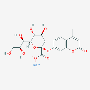 molecular formula C₁₉H₂₁NaO₁₁ B014783 Sodium;(2R,4S,5R,6R)-4,5-dihydroxy-2-(4-methyl-2-oxochromen-7-yl)oxy-6-[(1R,2R)-1,2,3-trihydroxypropyl]oxane-2-carboxylate CAS No. 123269-95-4